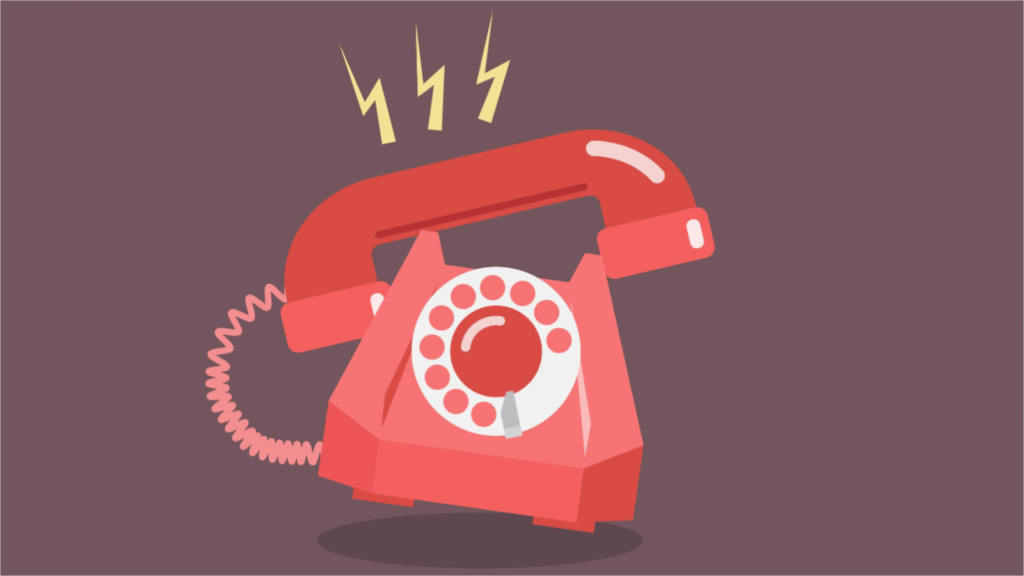 A graphic of a red phone ringing off the hook